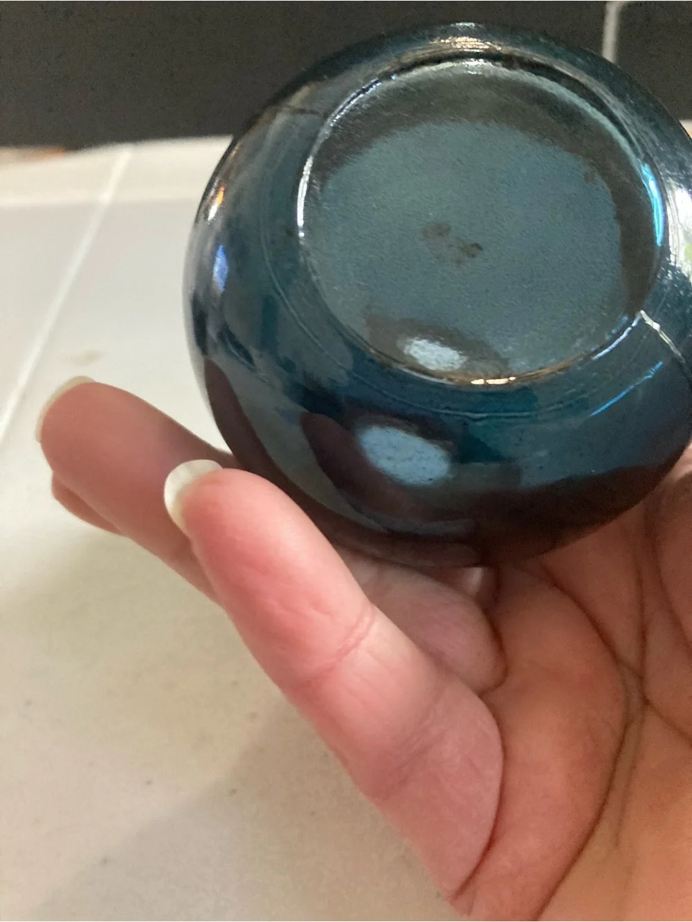 Blue Glass Vase - Small Sleek Teardrop Accent